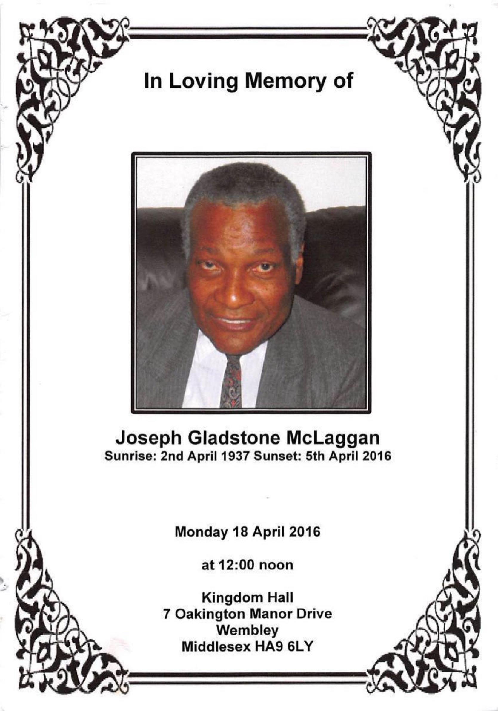 Joseph Gladstone MCLAGGAN