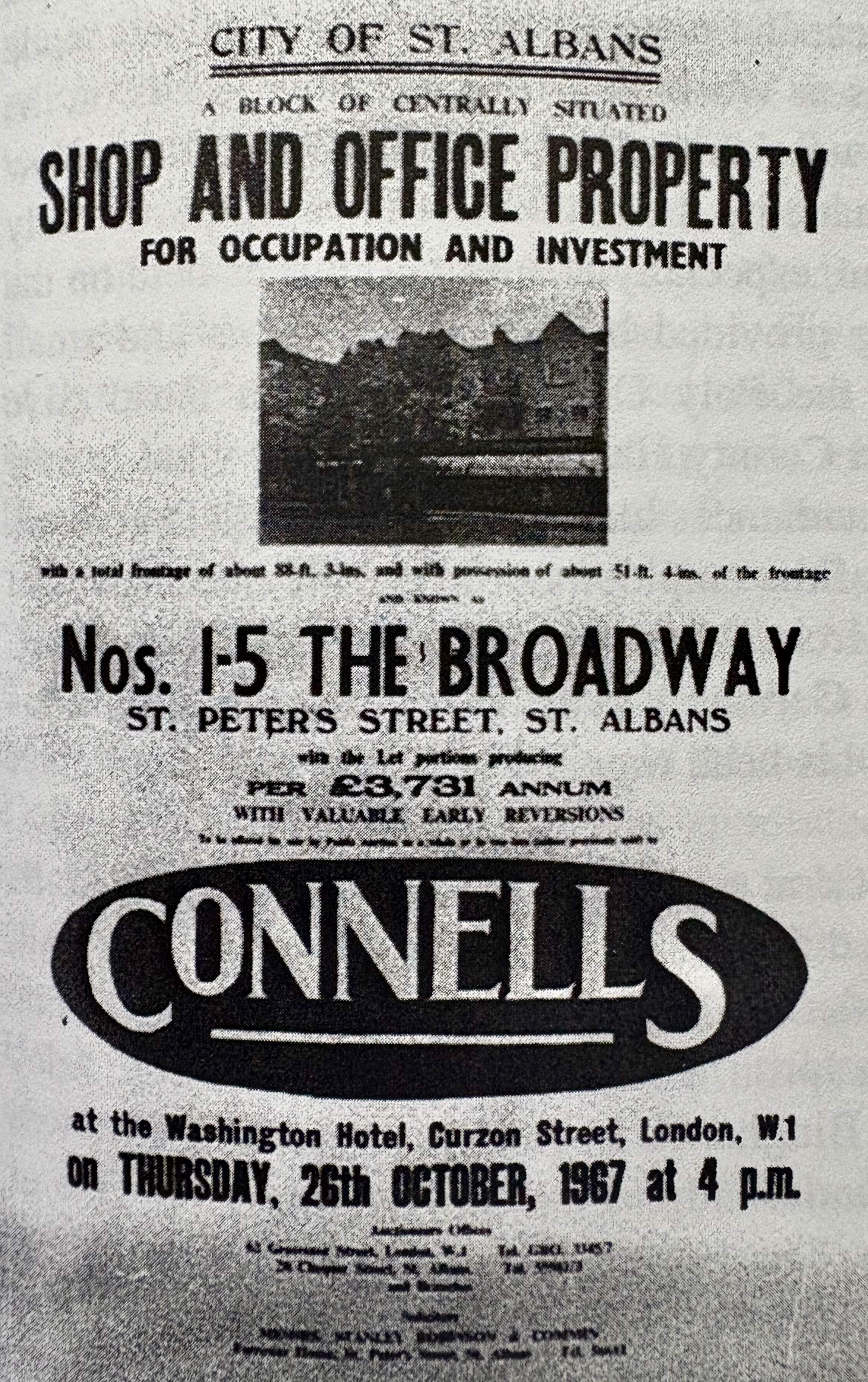 Auction of St. Peters Street property by Thrale family in 1967.