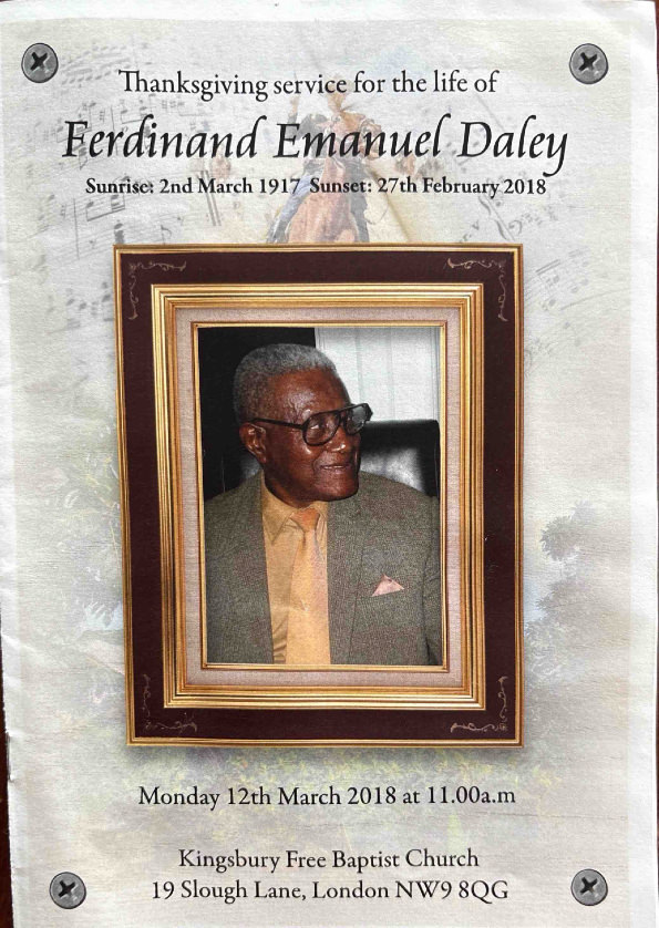 Ferdinand Emmanuel DALEY memorial booklet